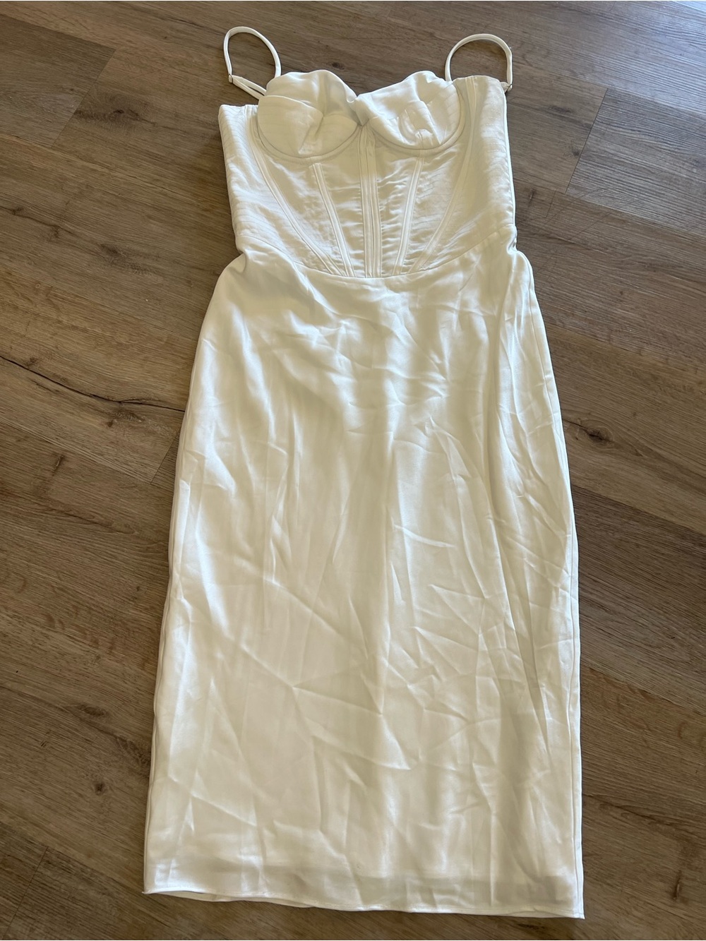 Lulu's White Strapless Corset Midi Dress
